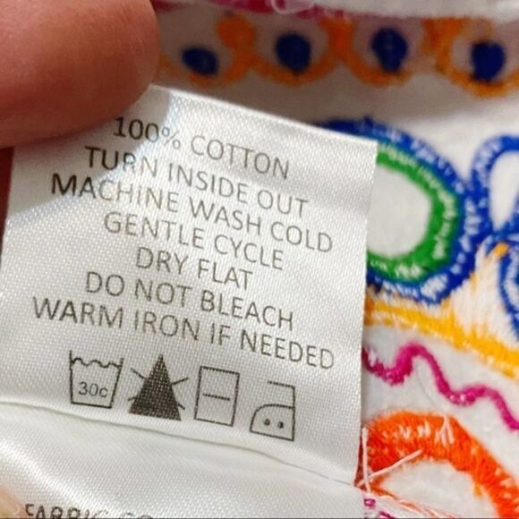 Mud pie White Blue Embroidered V-Neck Monaco Tunic top coverup Size Small NWT - Picture 9 of 12